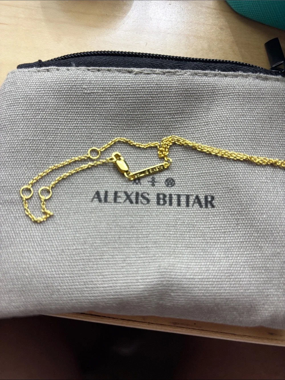 Alexis Bittar Gold Pendant Necklace with Pink Gemstone NWT